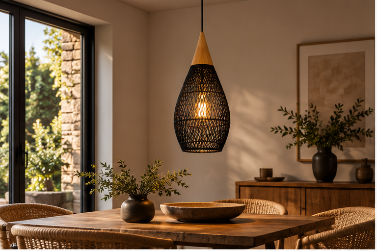 Suspension en rotin noir - Yoru